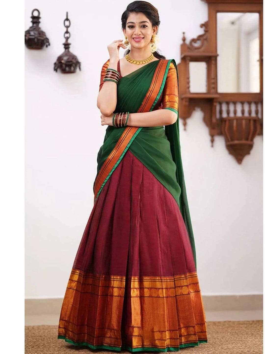 HERE&NOW Embellished Unstitched Lehenga & Blouse With Dupatta thumbnail 4