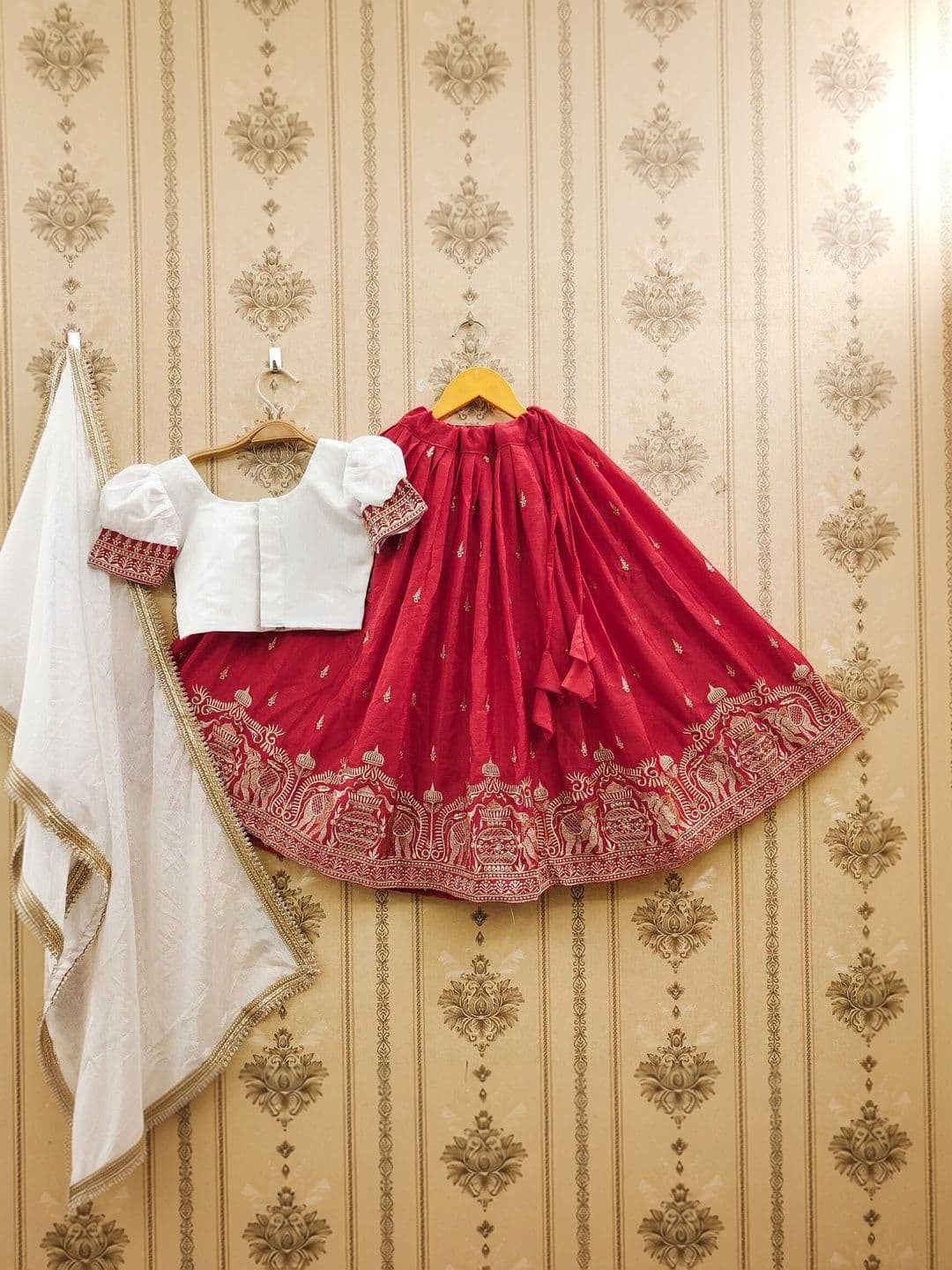 KALINI Girls Embroidered Thread Work Ready to Wear Lehenga & Blouse With Dupatta thumbnail 5