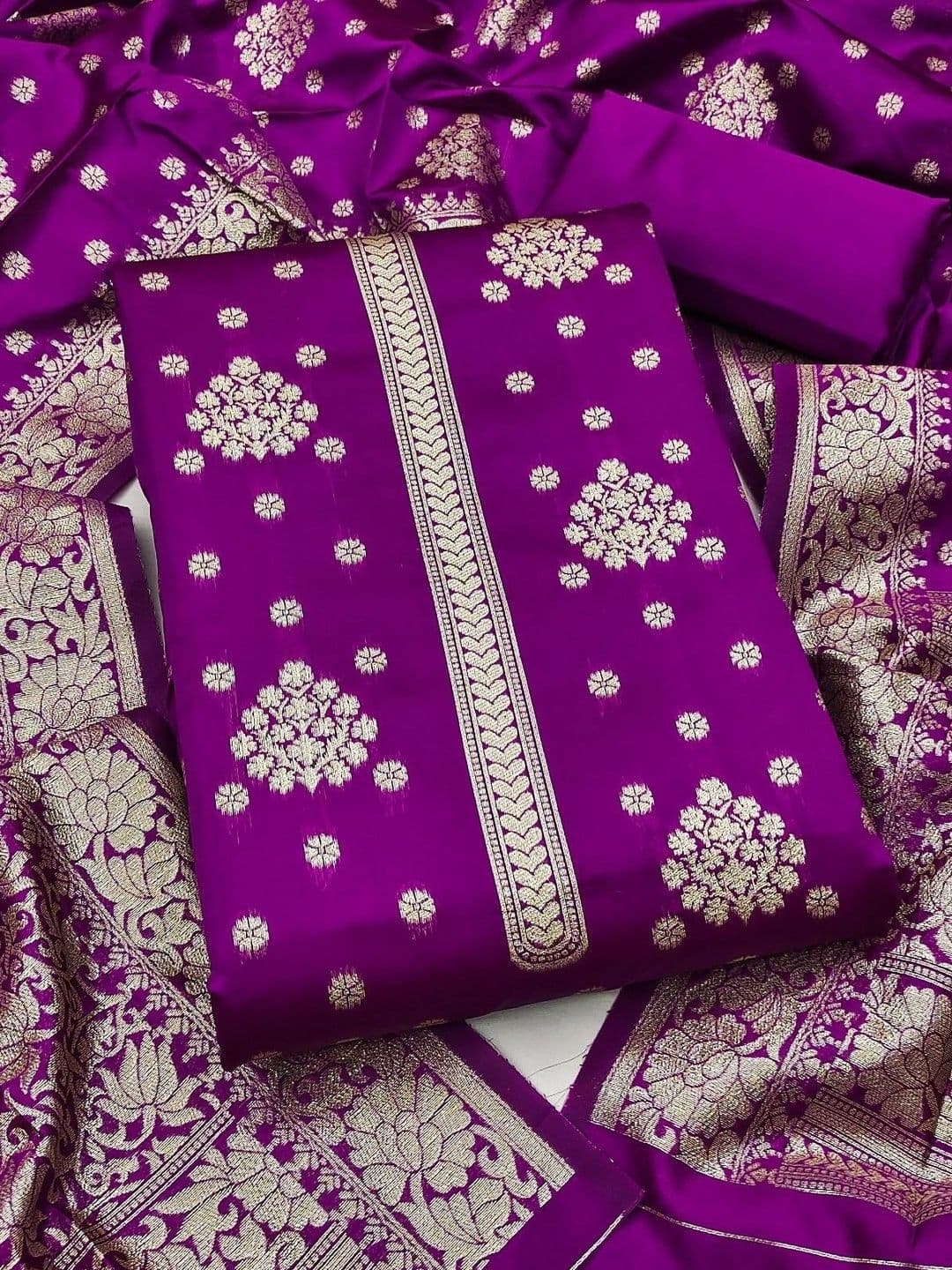 Milvia Art Silk Unstitched Dress Material - view 1