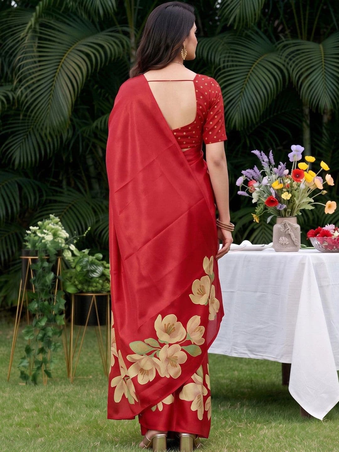 Anouk Floral Poly Crepe Designer Saree thumbnail 5