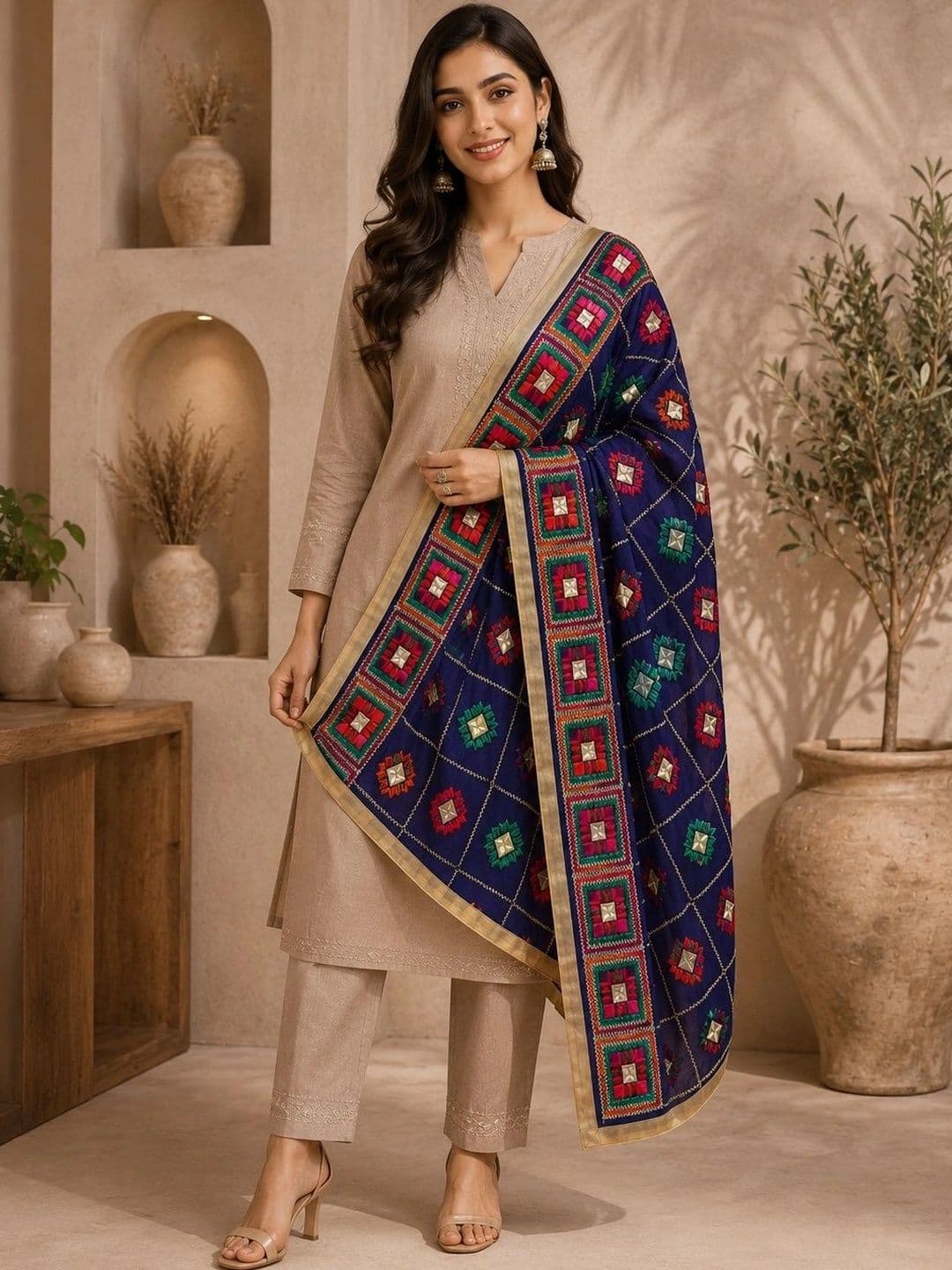 STUTI FASHION Ethnic Motifs Embroidered Dupatta with Thread Work - view 1