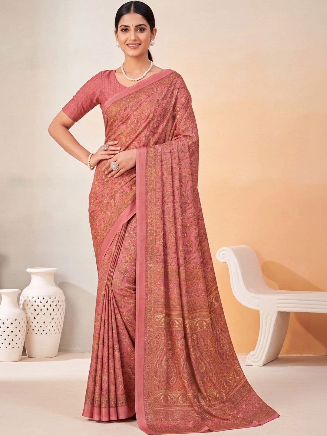 Anouk Paisley Poly Crepe Designer Saree thumbnail 4