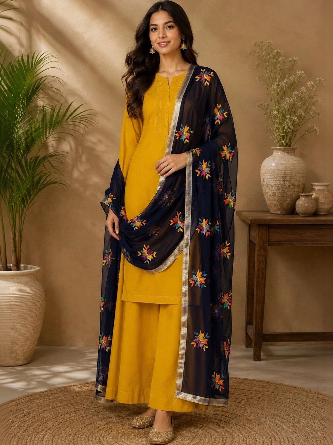 STUTI FASHION Embroidered Dupatta with Thread Work - view 1