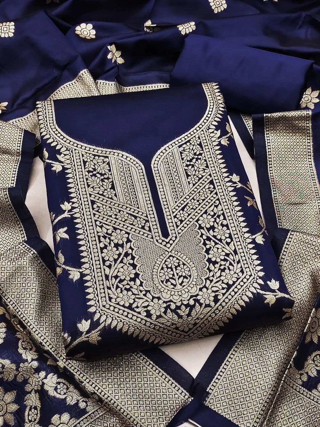 Milvia Art Silk Unstitched Dress Material - view 1
