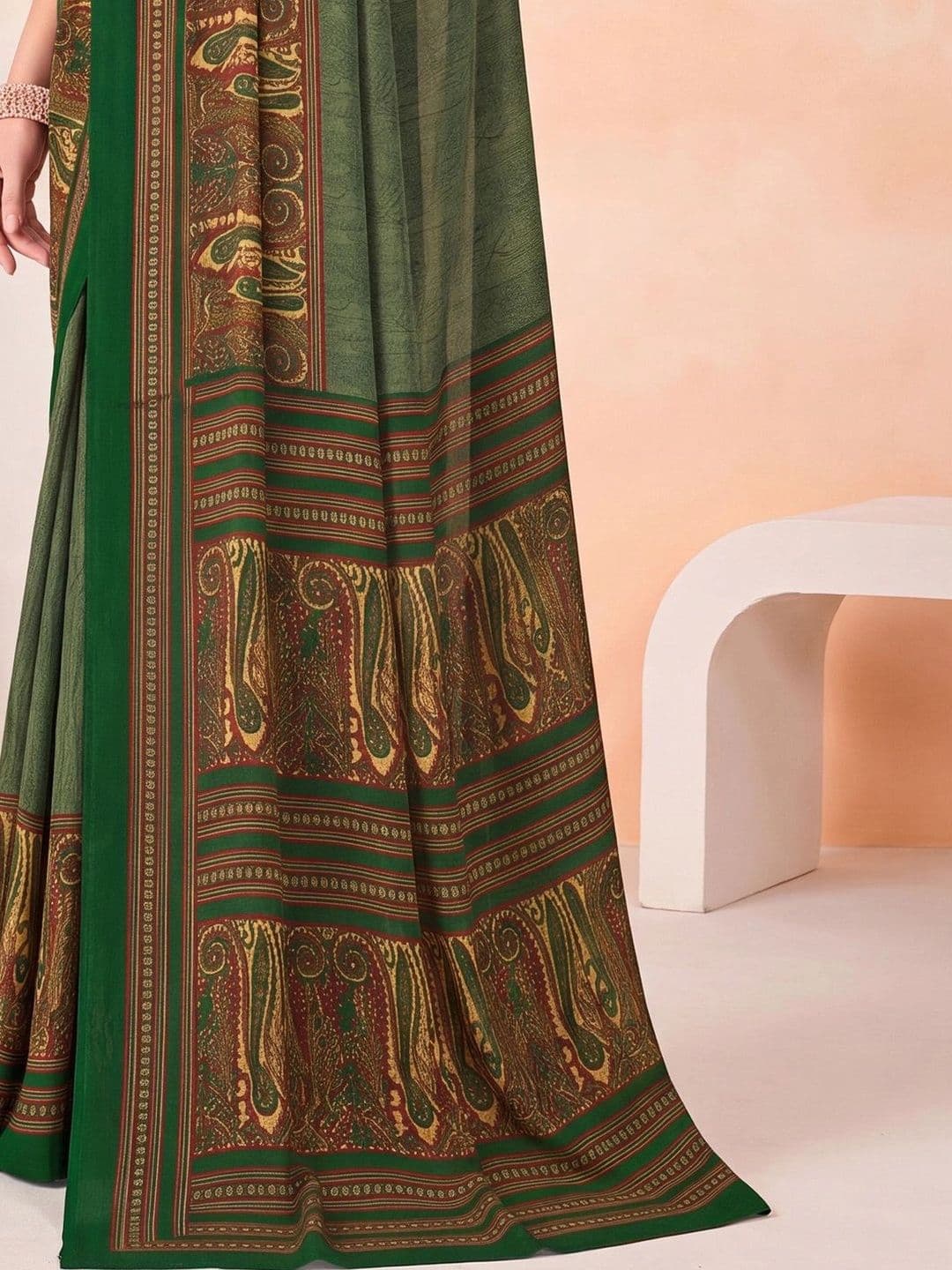 Anouk Paisley Poly Crepe Designer Saree thumbnail 7