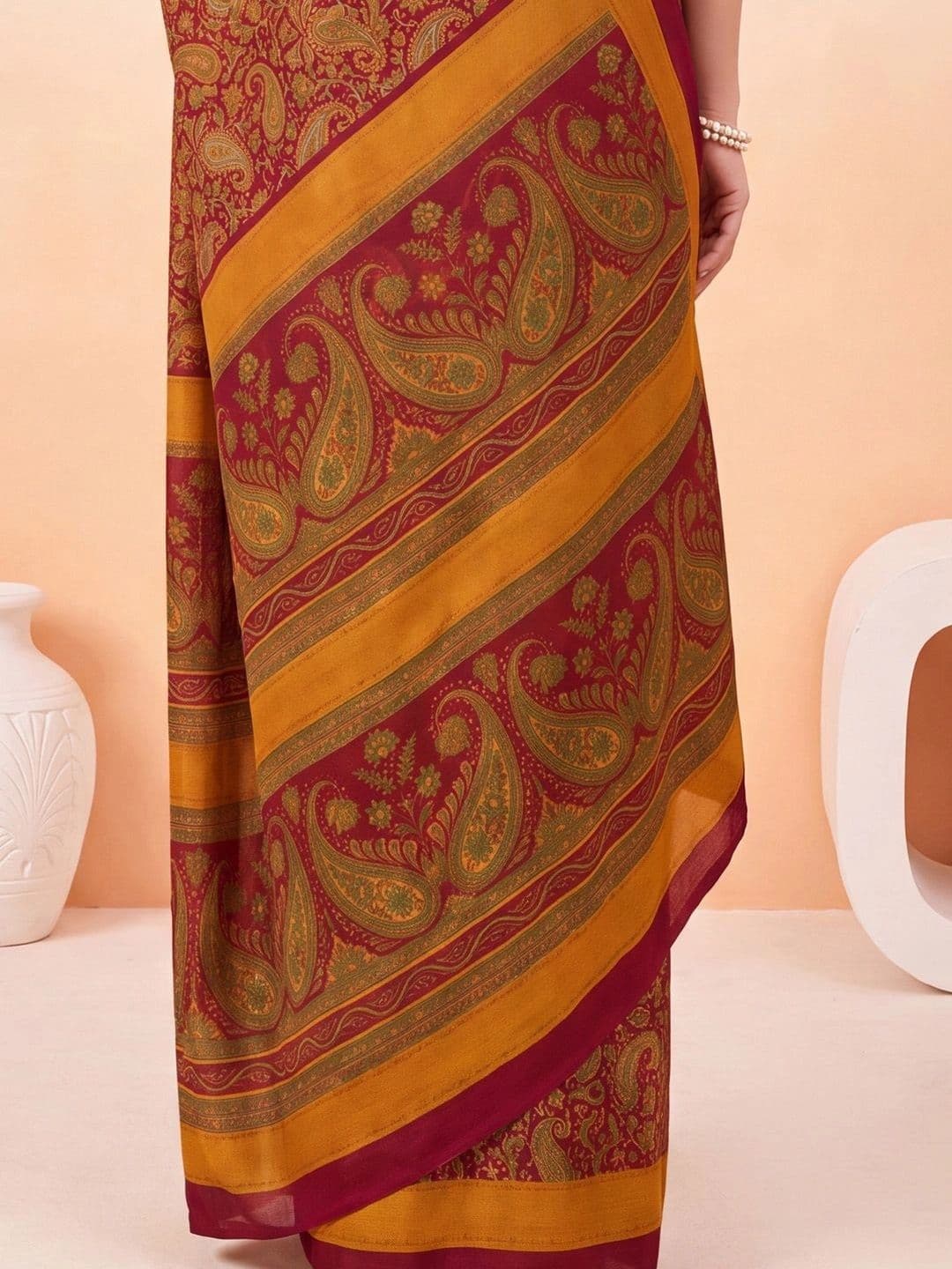 Anouk Paisley Poly Crepe Designer Saree thumbnail 6