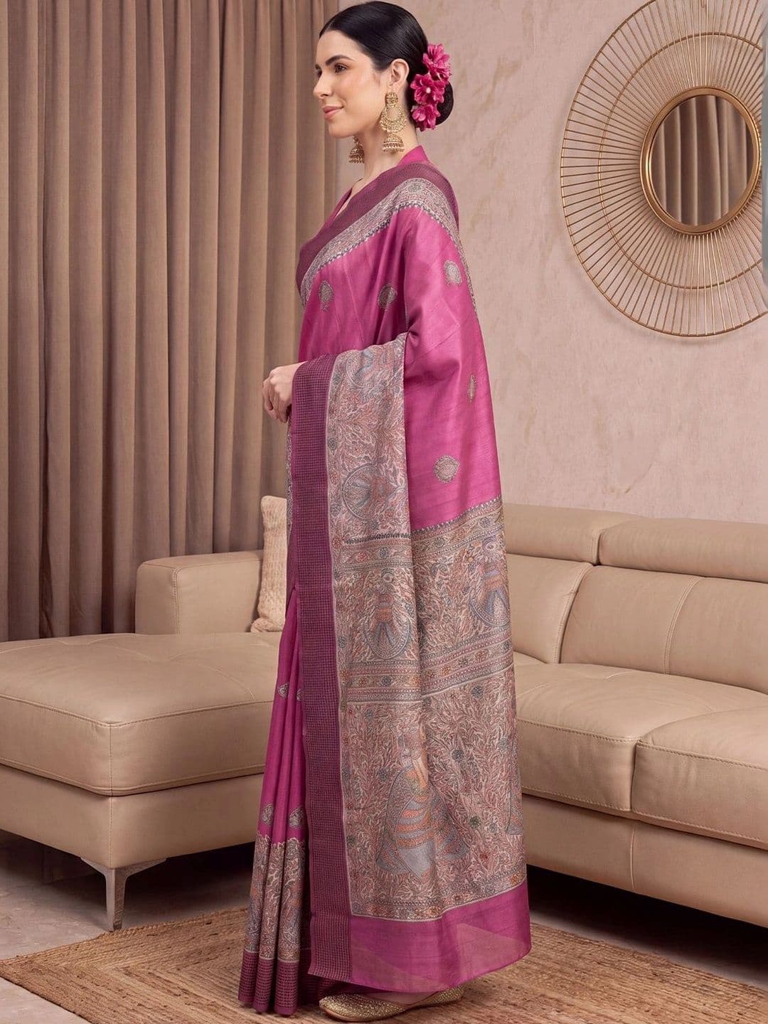 Anouk Woven Design Zari Silk Blend Designer Tussar Saree thumbnail 3
