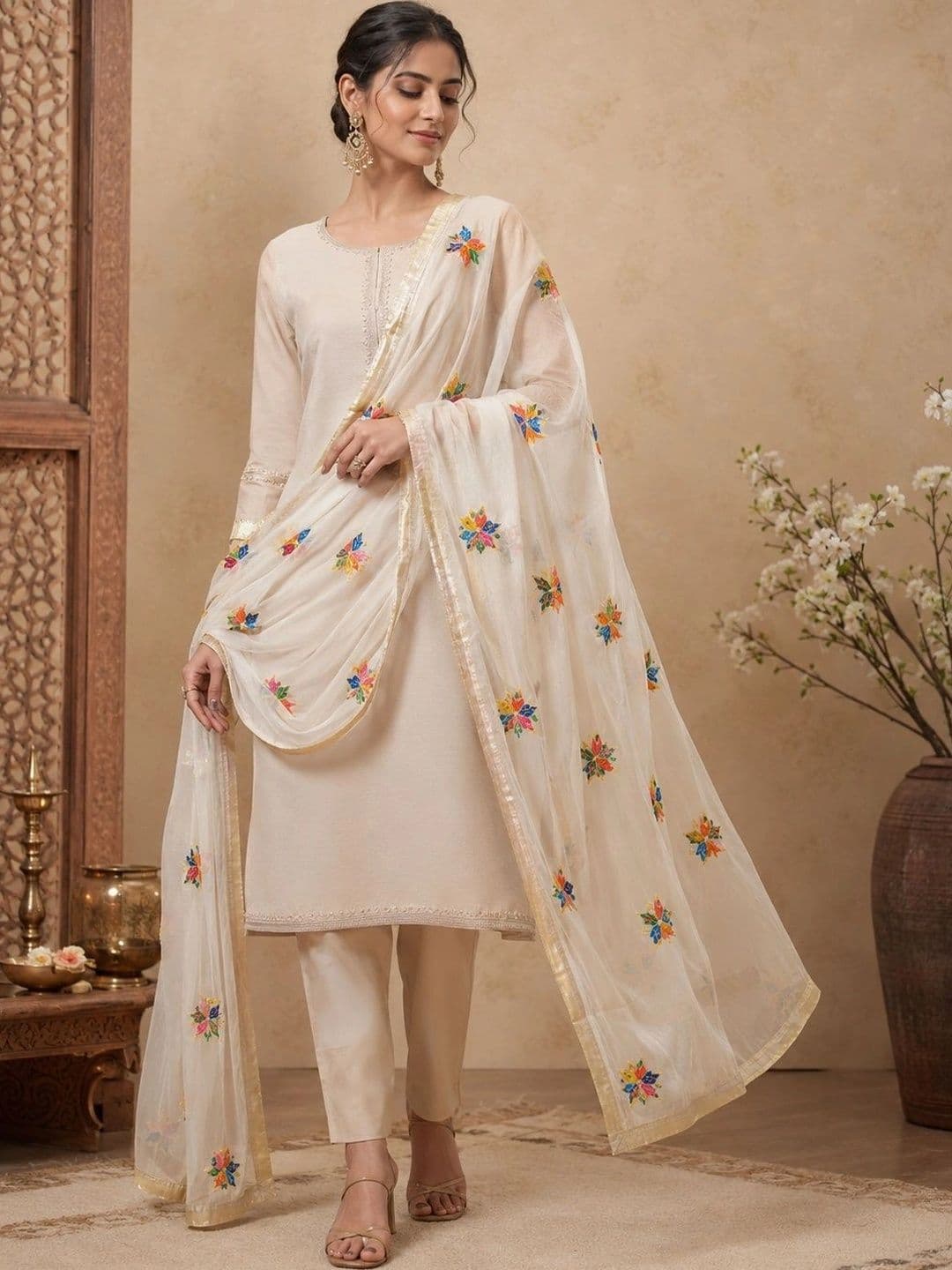 STUTI FASHION Embroidered Dupatta with Thread Work thumbnail 2