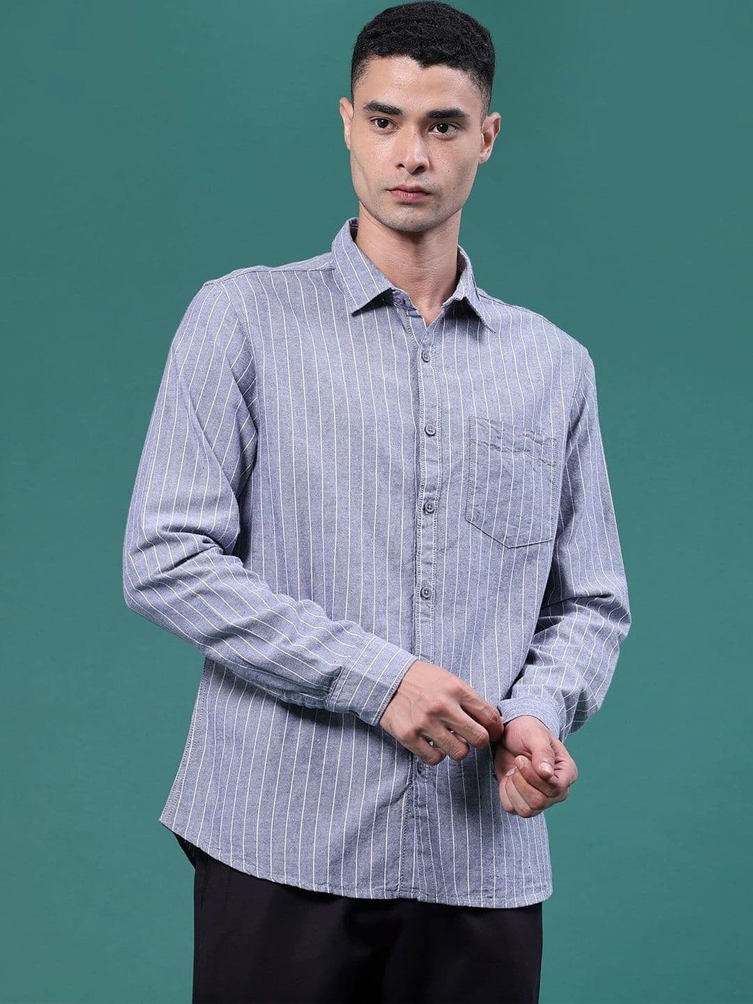 LIMEROAD Men Striped Casual Shirt thumbnail 2