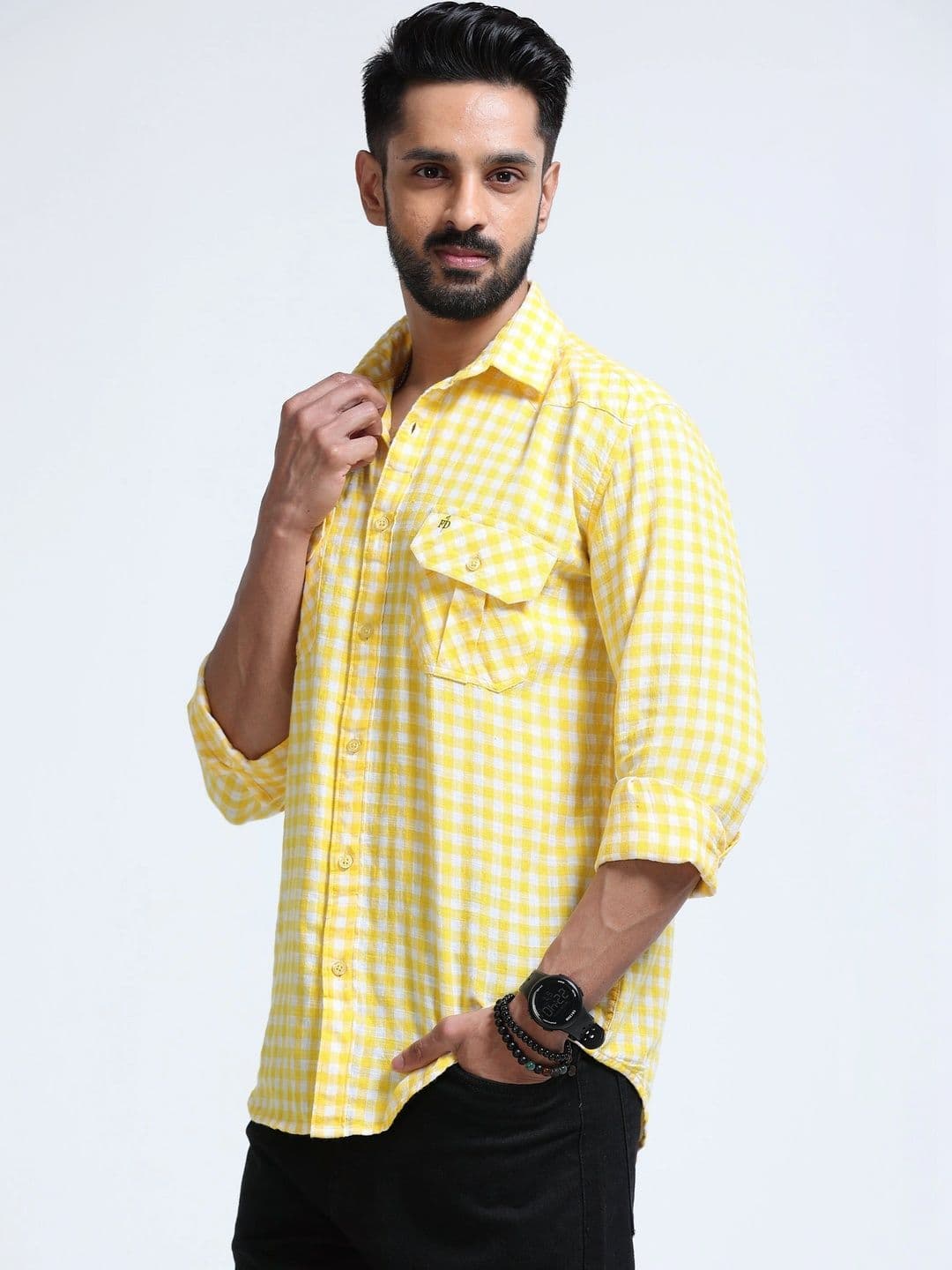 FashionDistrict Men Comfort Gingham Checks Sheer Checked Casual Shirt thumbnail 3