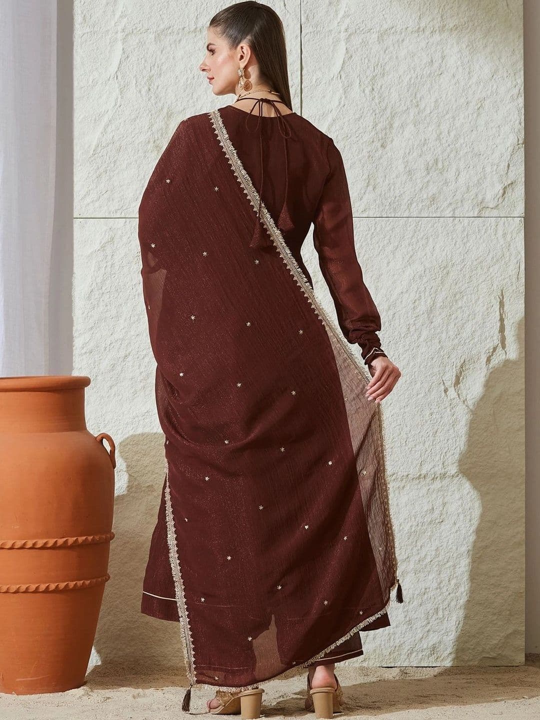 MOKOSH Women Embroidered Anarkali Kurta and Palazzo Set with Dupatta thumbnail 7