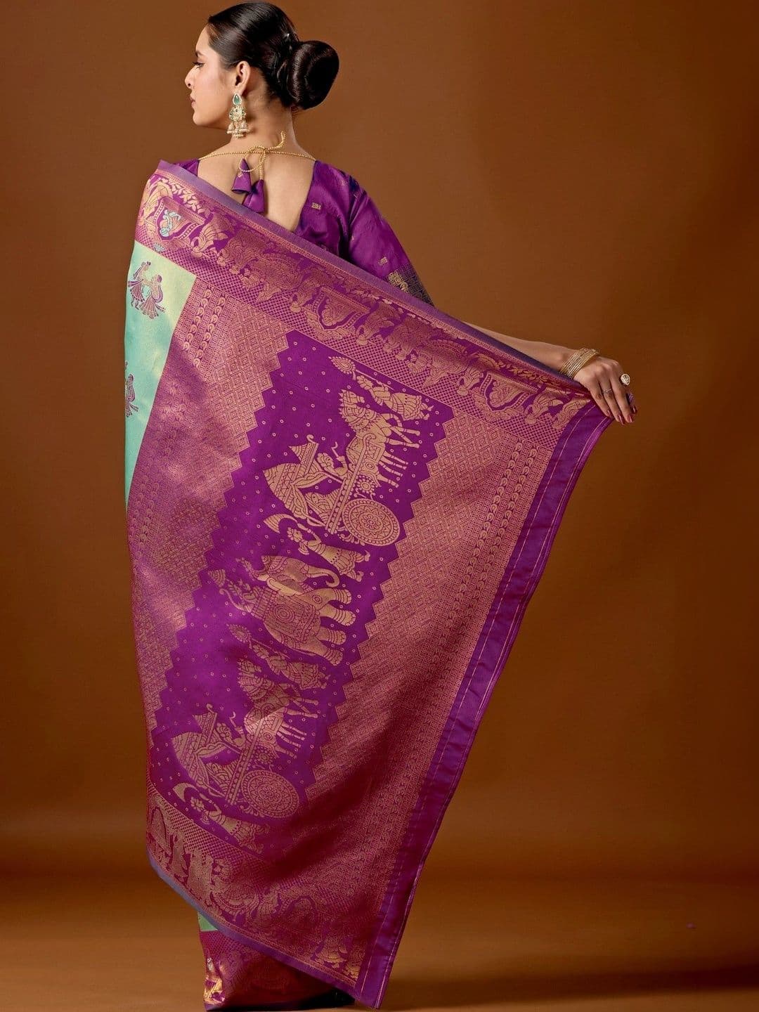 ERIKA Woven Design Zari Silk Blend Designer Banarasi Saree thumbnail 7