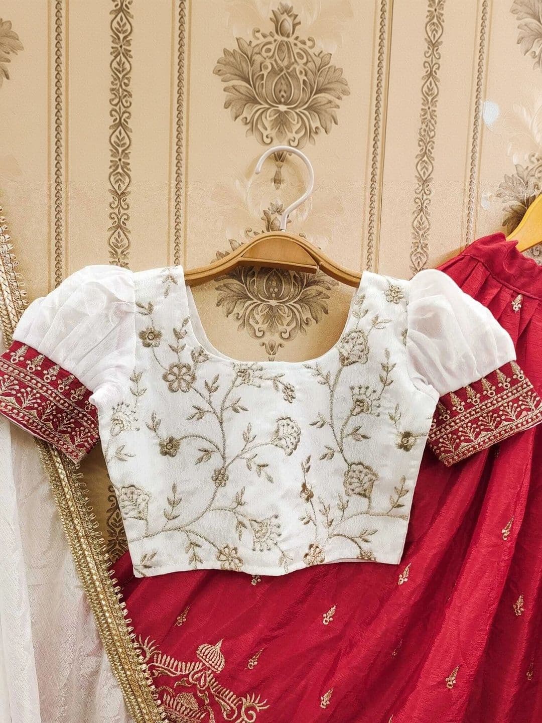 KALINI Girls Embroidered Thread Work Ready to Wear Lehenga & Blouse With Dupatta thumbnail 2