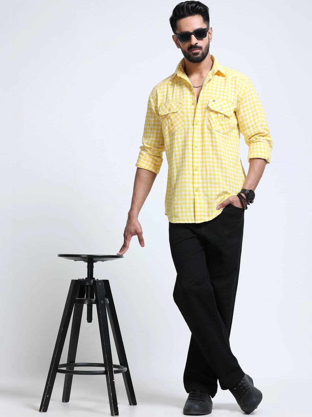 FashionDistrict Men Comfort Gingham Checks Sheer Checked Casual Shirt thumbnail 2
