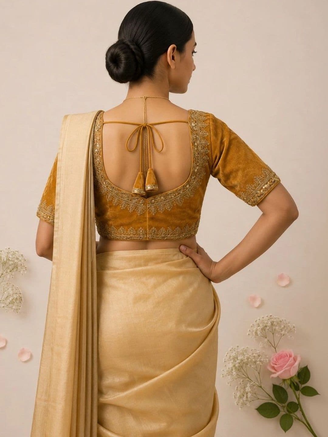 SCUBE DESIGNS Silk Embellished Mirror Work Saree Blouse thumbnail 2