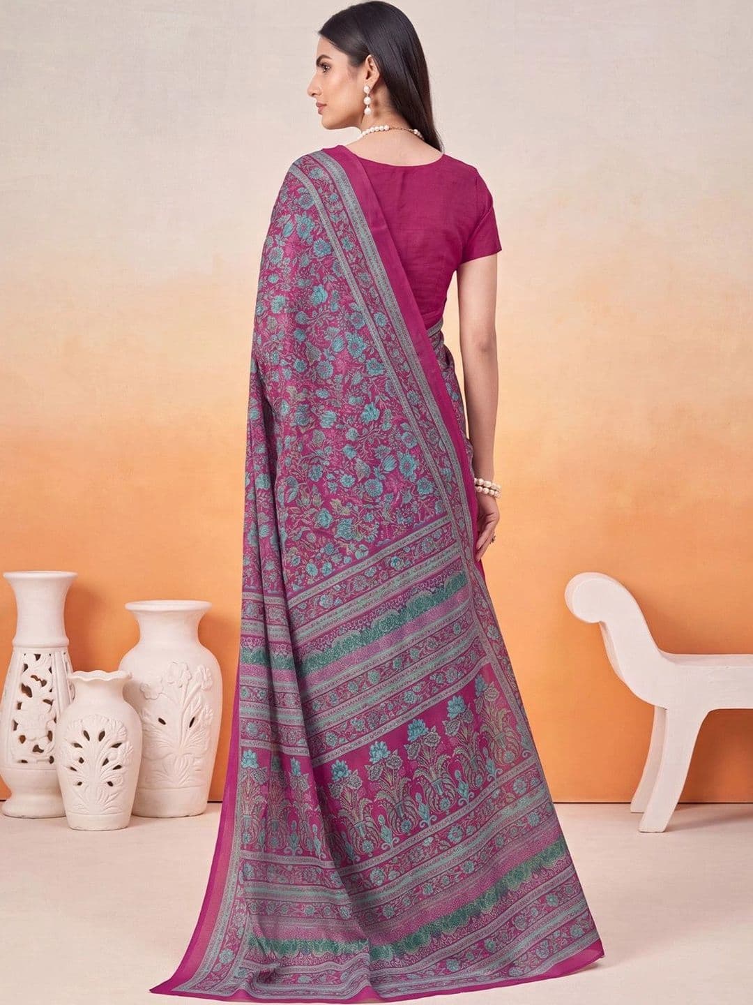 Anouk Floral Poly Crepe Designer Saree thumbnail 7