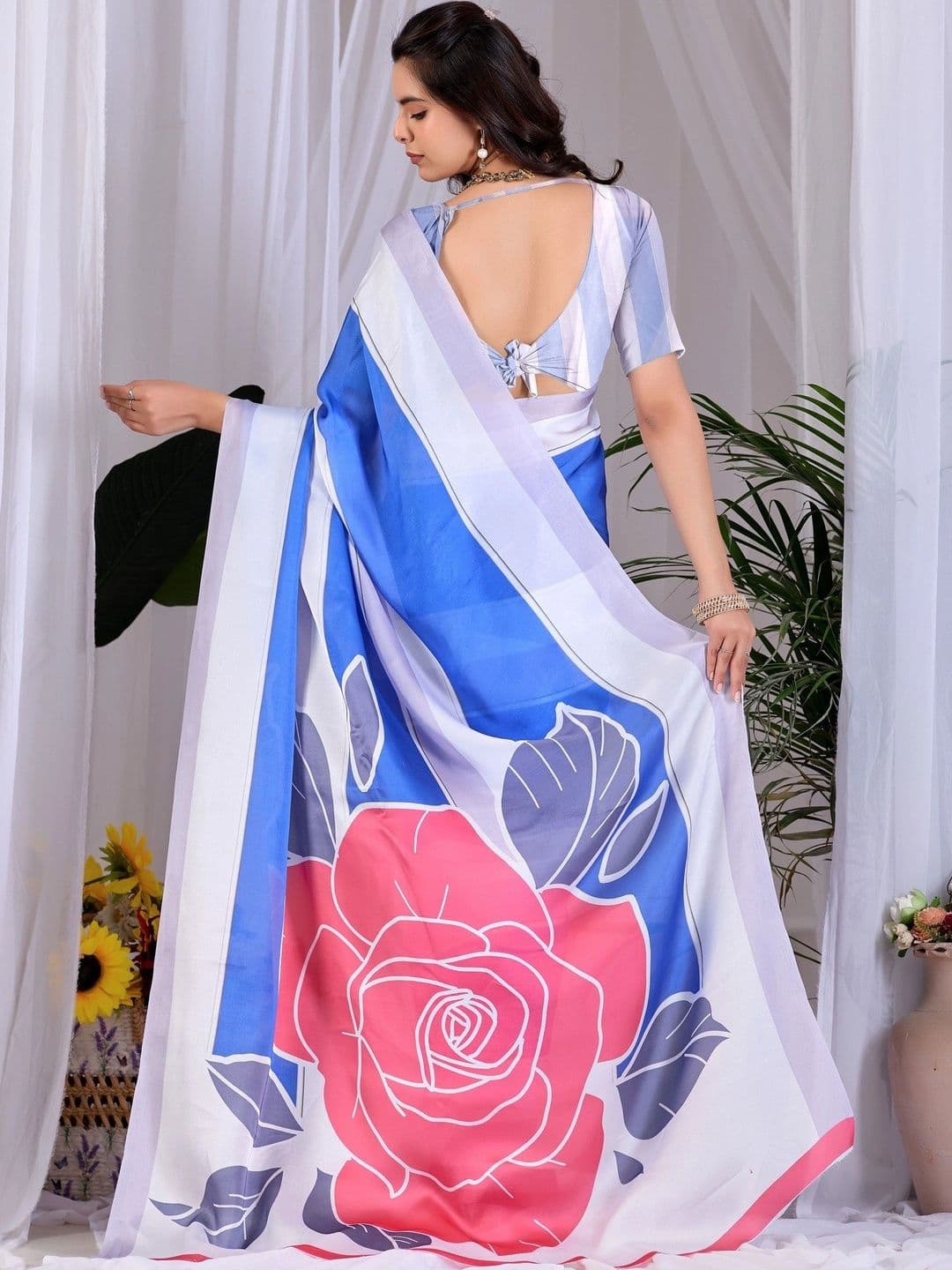 LeeliPeeri Designer Floral Satin Designer Saree thumbnail 2