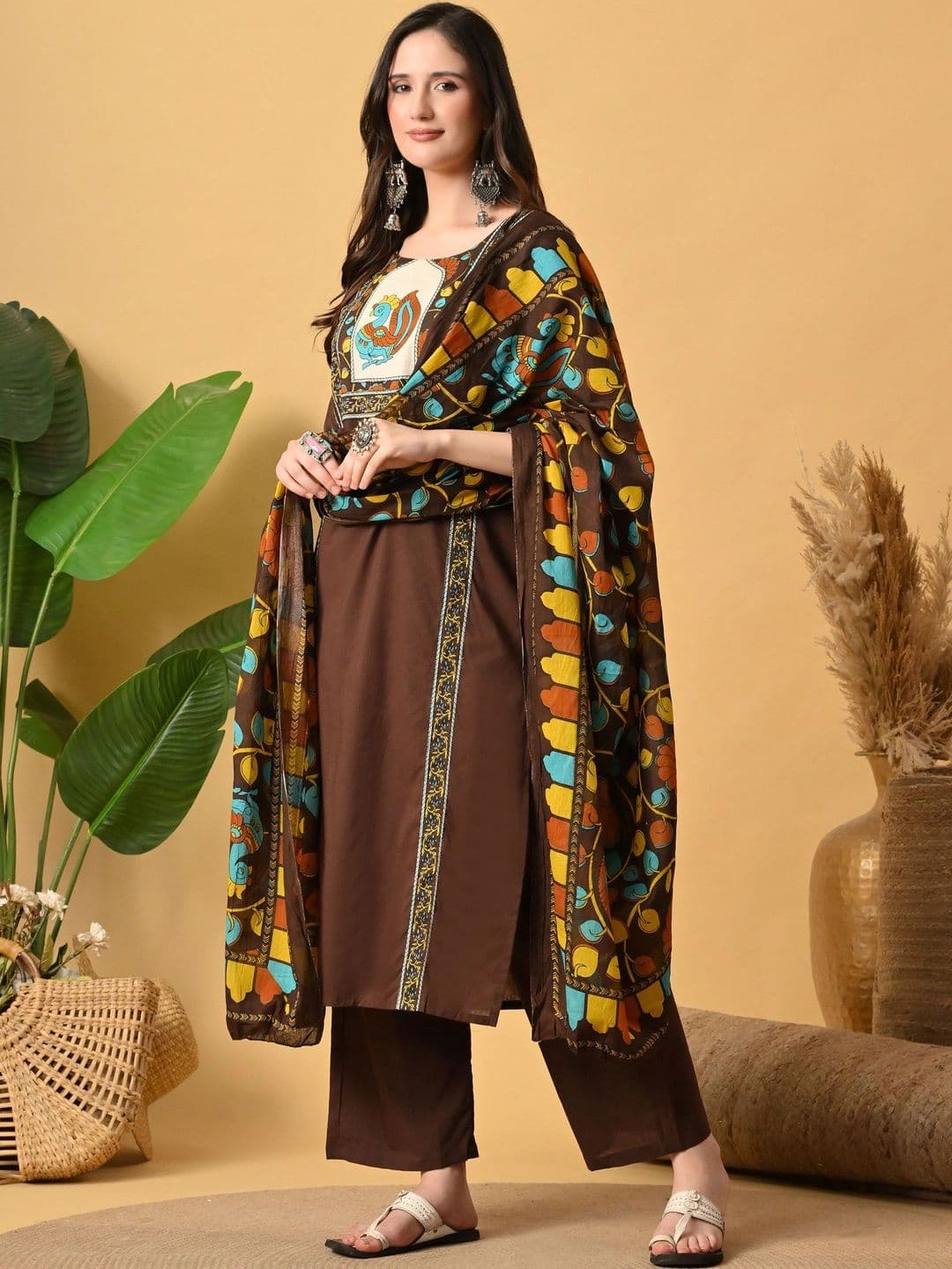 Anouk Women Ethnic Motifs Printed Regular Pure Cotton Kurta with Palazzos & With Dupatta thumbnail 2