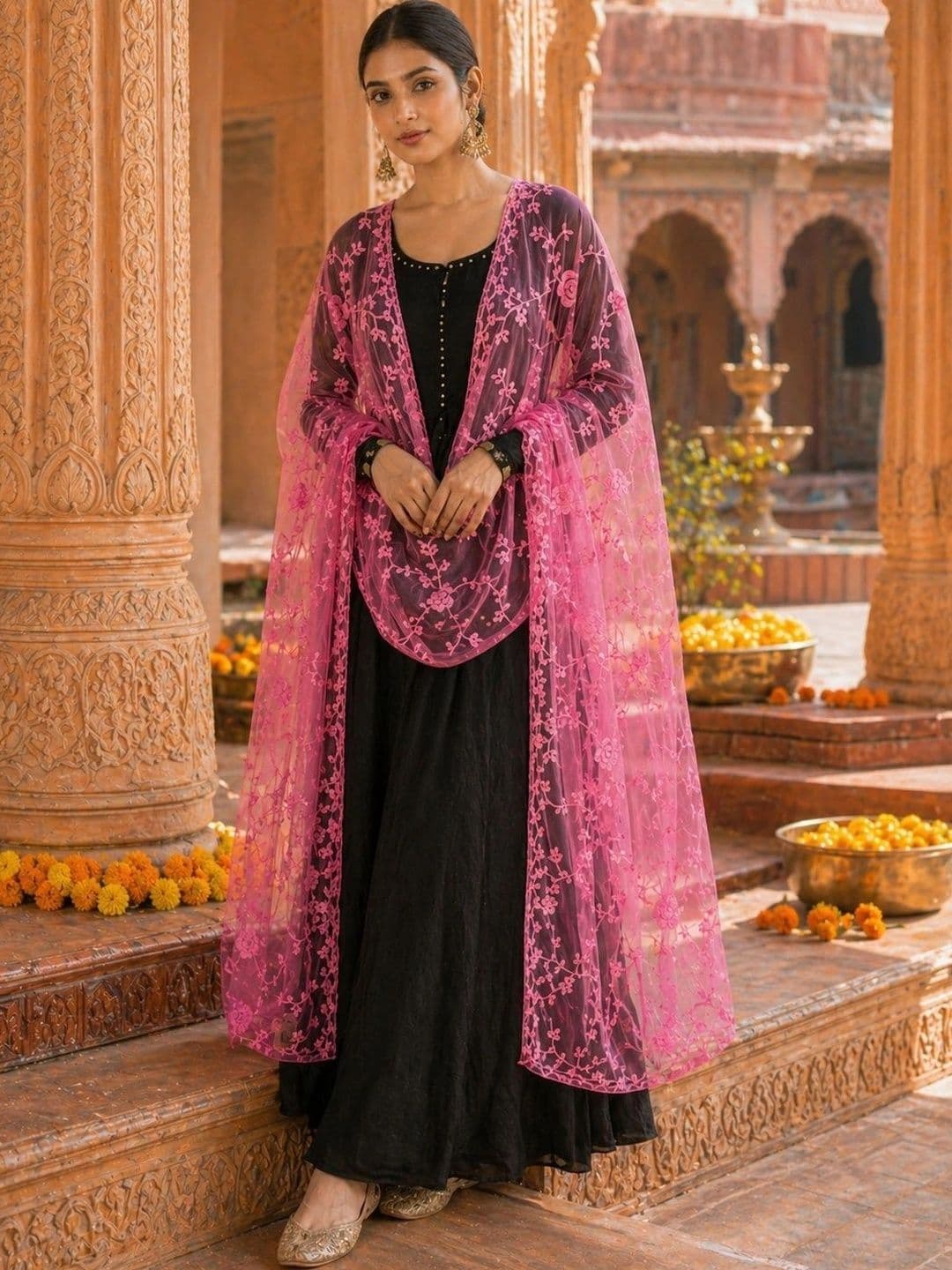 STUTI FASHION Embroidered Dupatta with Thread Work - view 1