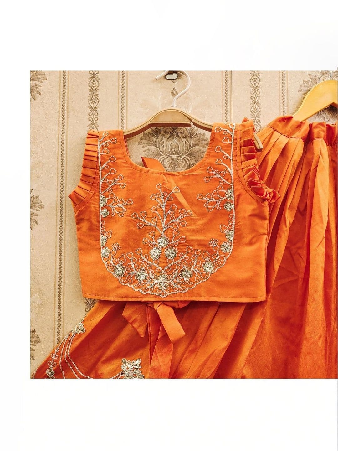 KALINI Girls Embroidered Thread Work Ready to Wear Lehenga & Blouse With Dupatta thumbnail 2
