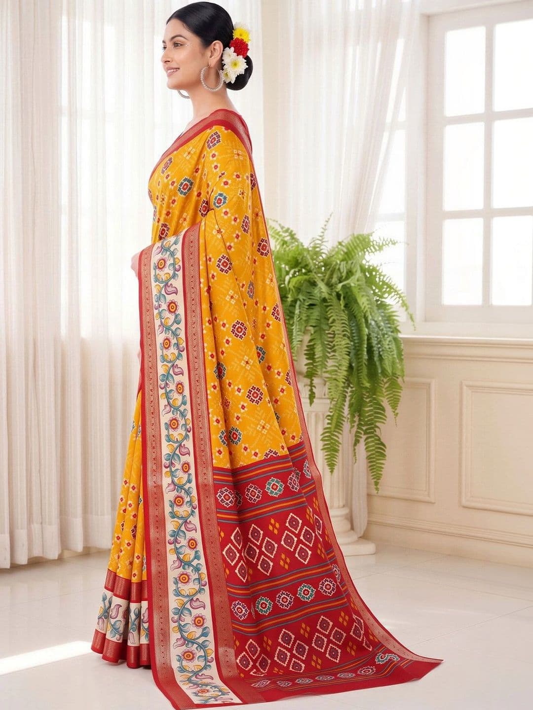 Anouk Ethnic Motifs Silk Blend Designer Patola Saree thumbnail 6