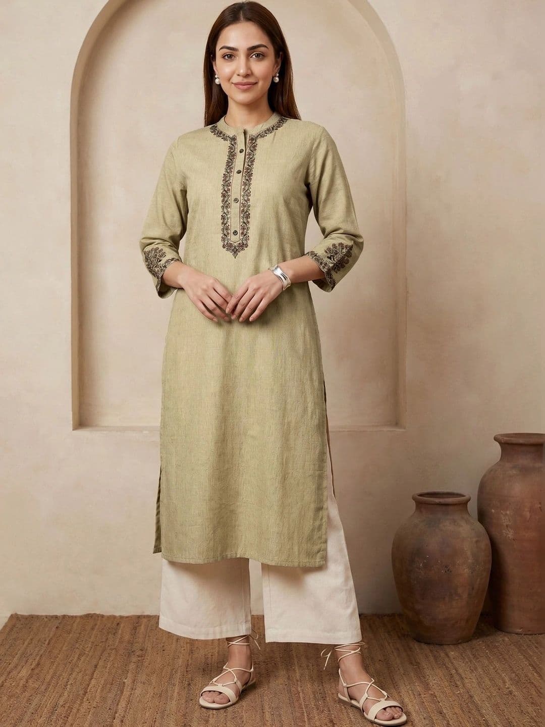 Anouk Women Ethnic Motifs Embroidered Thread Work Kurta thumbnail 6