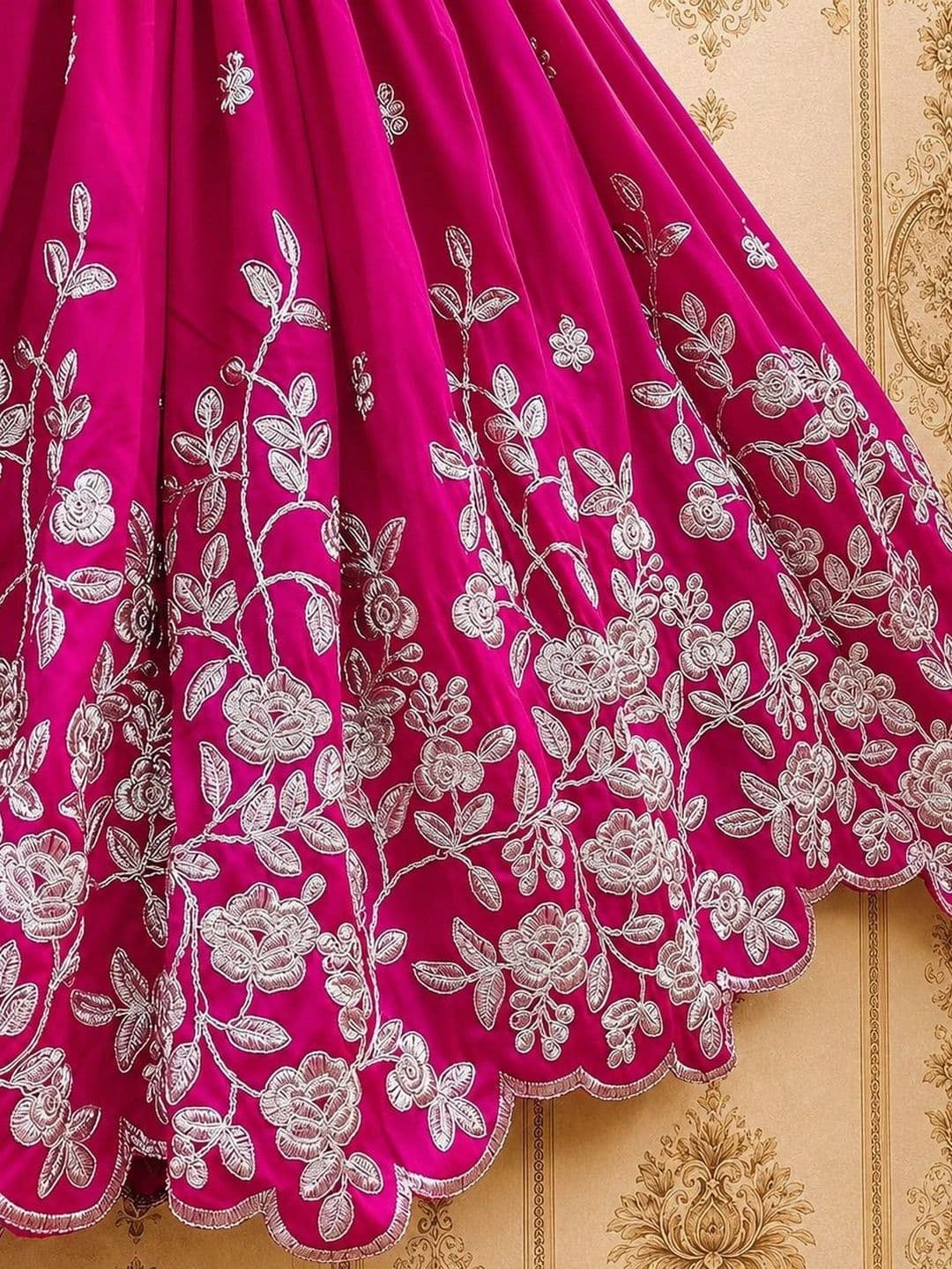 KALINI Girls Embroidered Thread Work Ready to Wear Lehenga & thumbnail 3