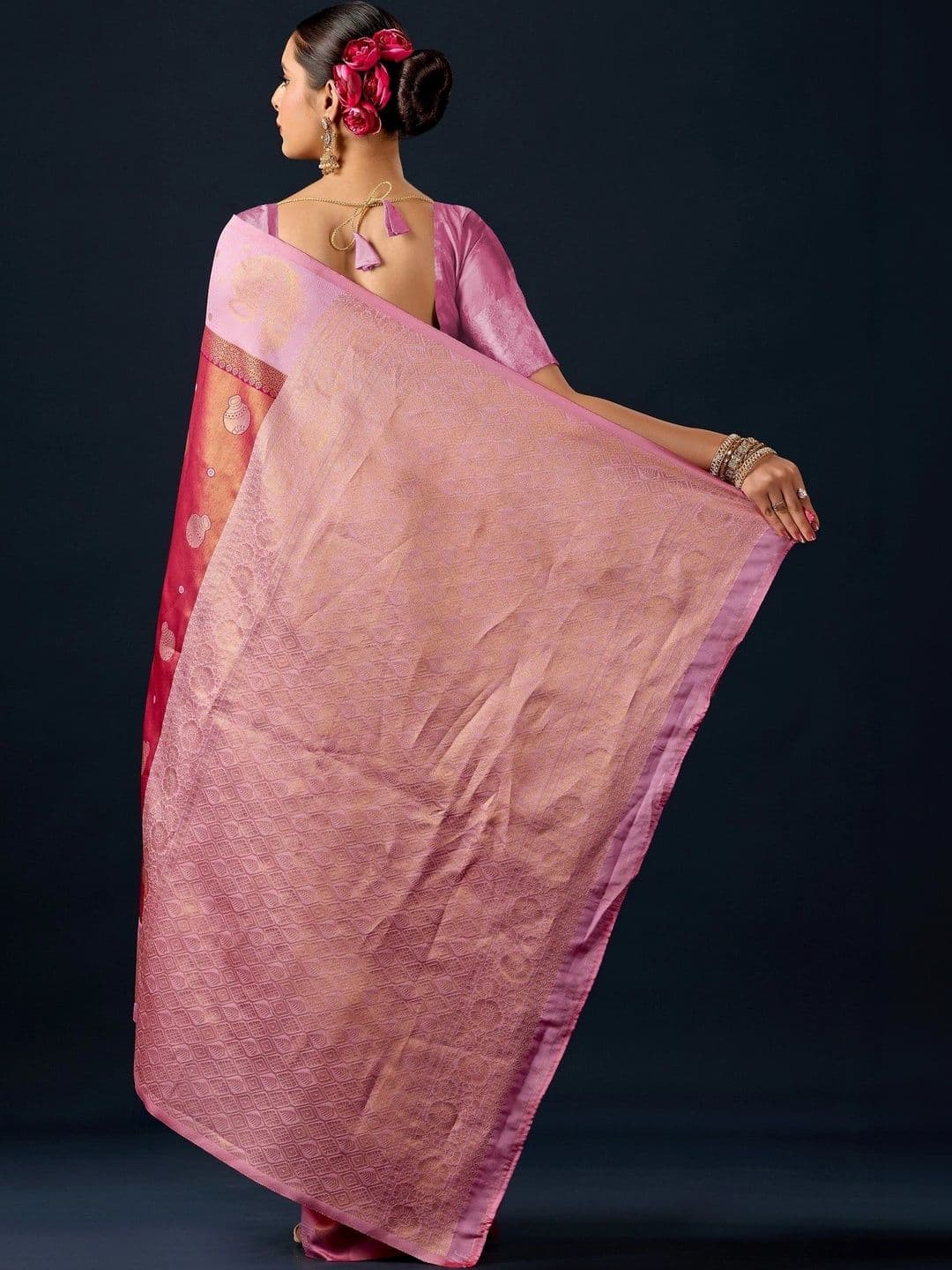 ERIKA Woven Design Zari Silk Blend Designer Banarasi Saree thumbnail 3