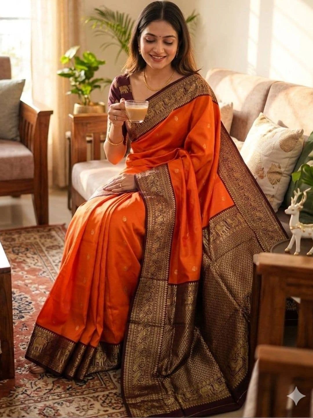 all about you Woven Design Zari Silk Blend Heavy Work Kanjeevaram Saree thumbnail 4