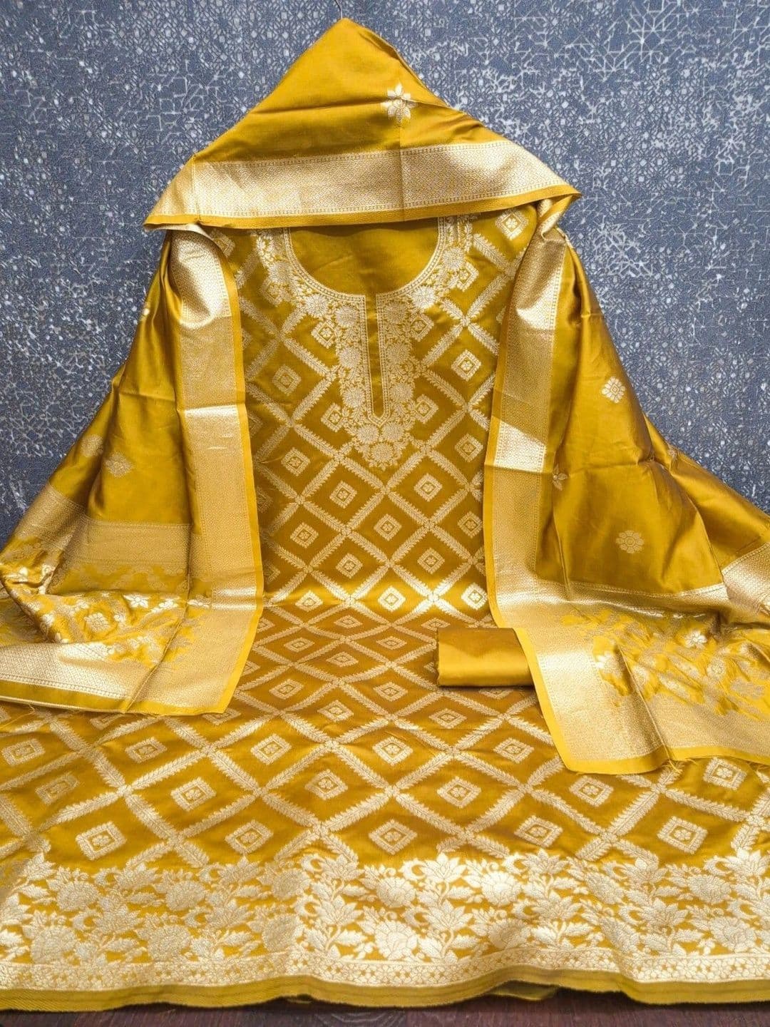 Milvia Art Silk Unstitched Dress Material thumbnail 2