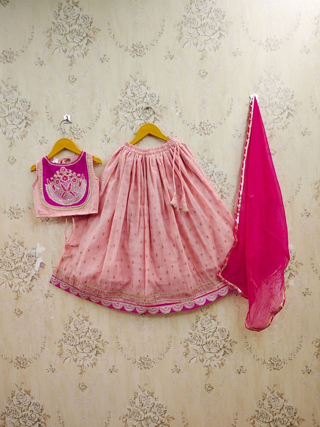 KALINI Girls Embroidered Thread Work Ready to Wear Lehenga & Blouse With Dupatta thumbnail 4