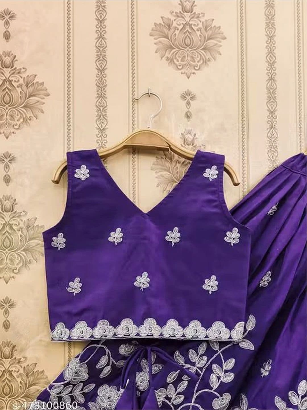 KALINI Girls Embroidered Thread Work Ready to Wear Lehenga & Blouse With Dupatta thumbnail 4