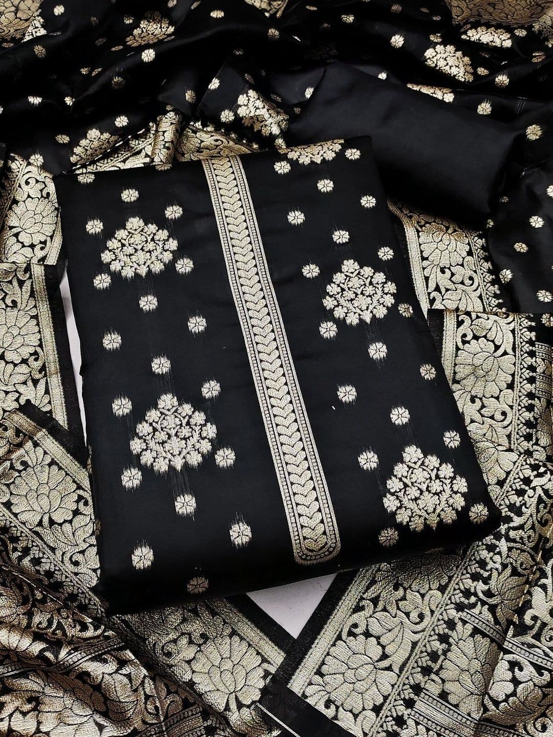 Milvia Art Silk Unstitched Dress Material - view 1