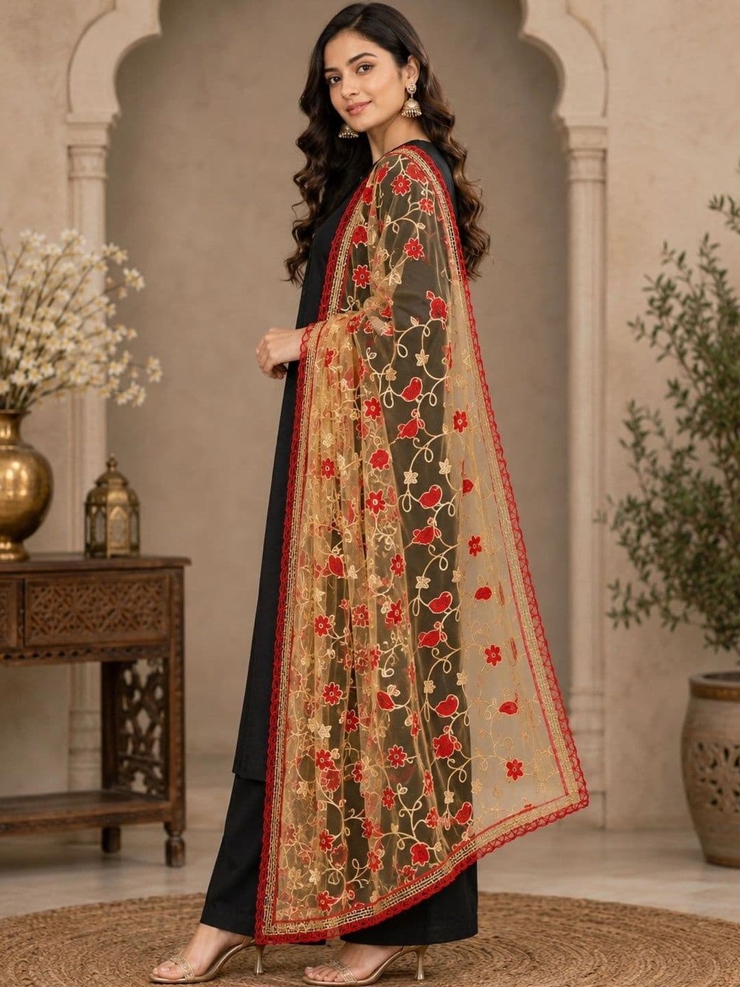 STUTI FASHION Embroidered Dupatta with Thread Work thumbnail 2