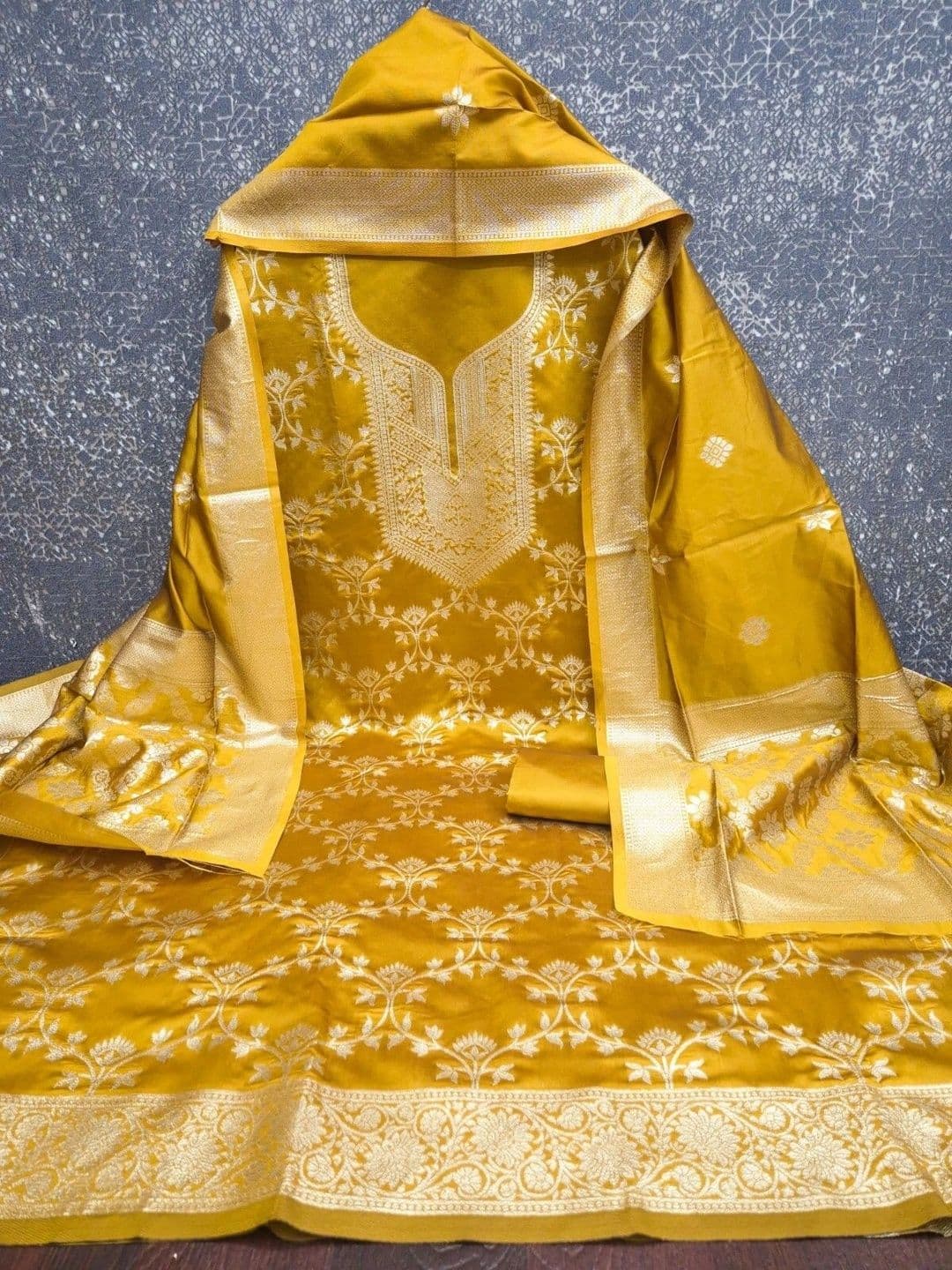 KALINI Art Silk Unstitched Dress Material thumbnail 2