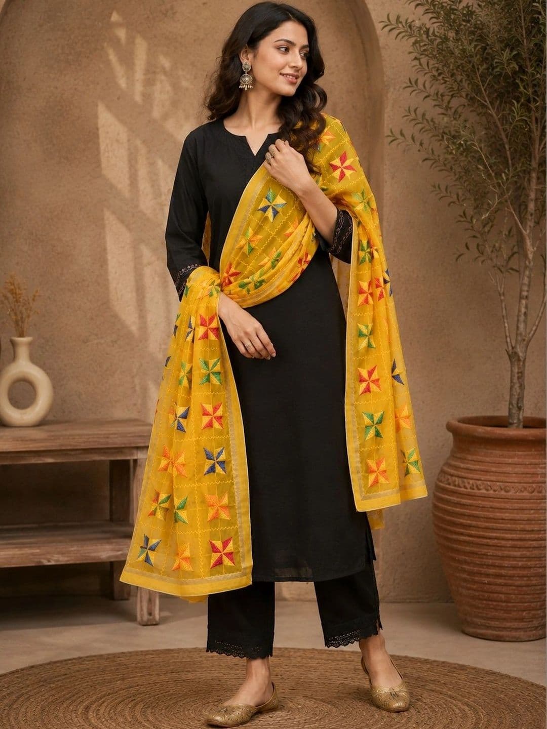 STUTI FASHION Ethnic Motifs Embroidered Dupatta with Thread Work thumbnail 2