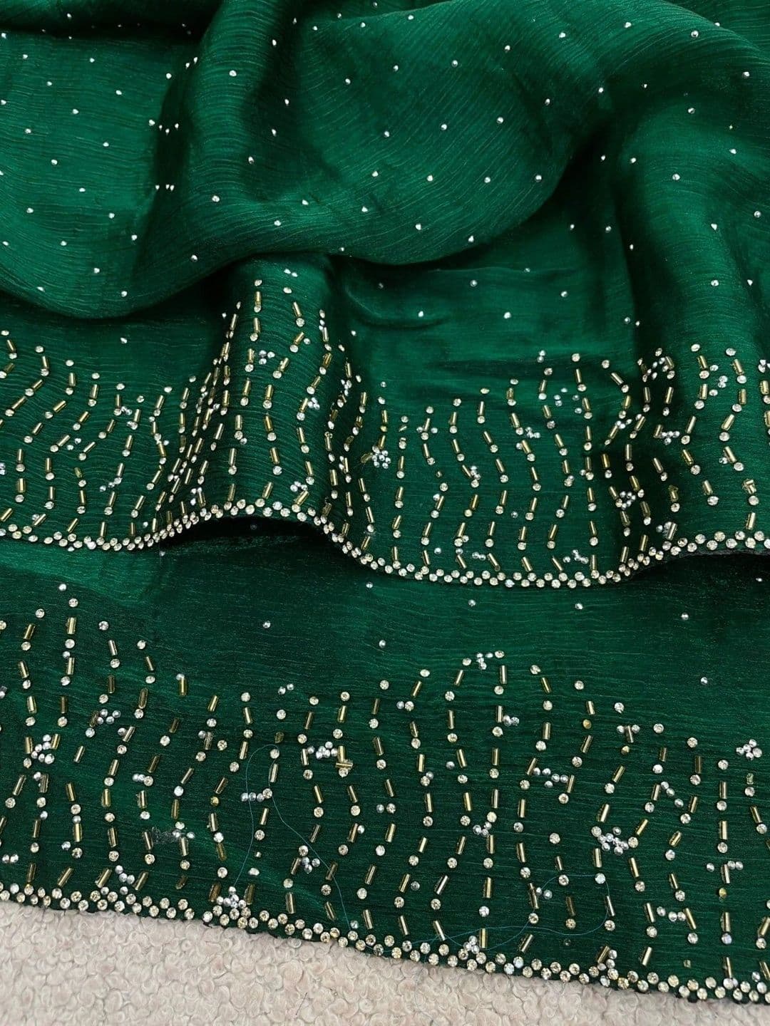 shreevali creation Embellished Beads and Stones Pure Chiffon Saree thumbnail 2