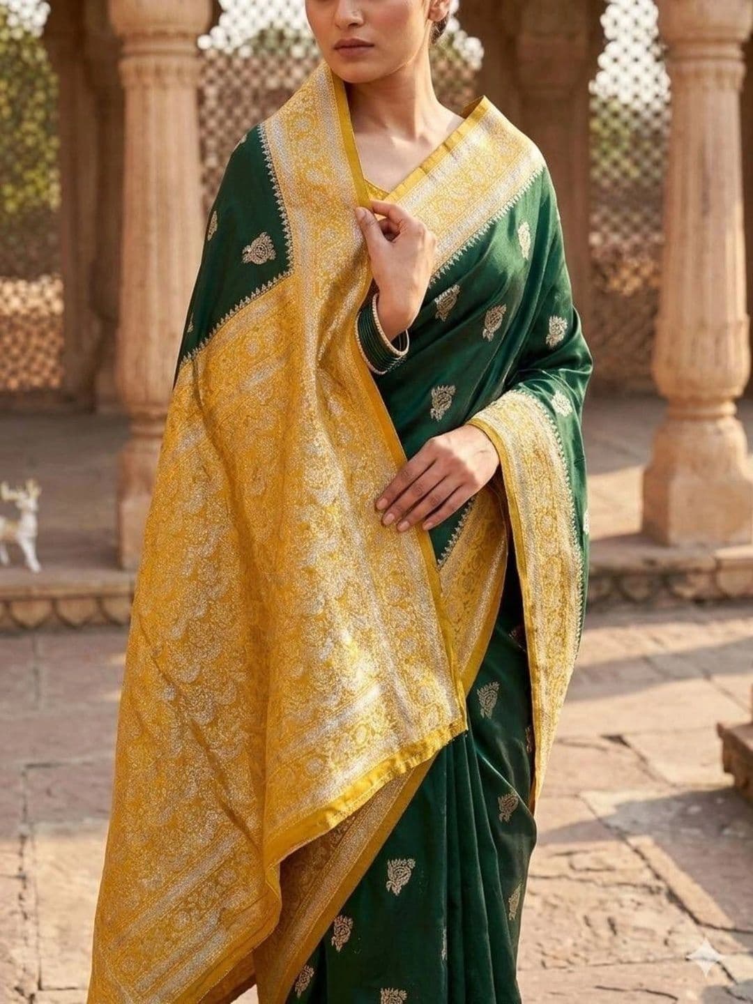 all about you Woven Design Zari Silk Blend Heavy Work Kanjeevaram Saree thumbnail 2