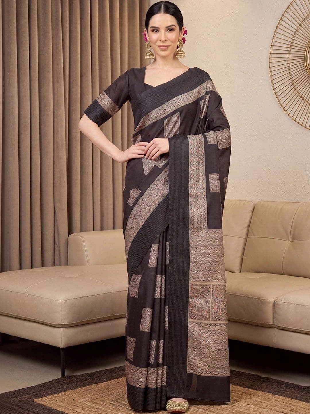 Anouk Woven Design Zari Silk Blend Designer Tussar Saree - view 1