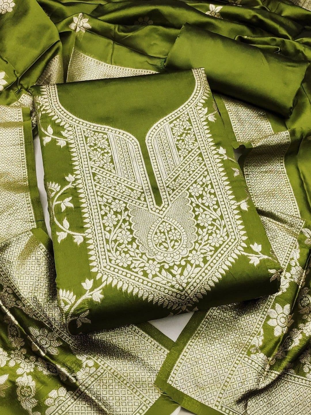 Milvia Art Silk Unstitched Dress Material thumbnail 2