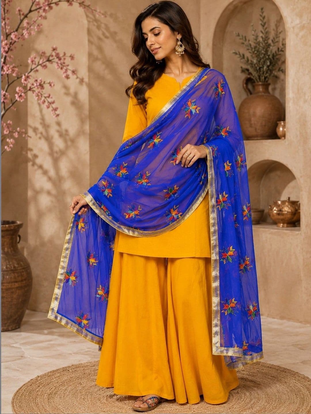 STUTI FASHION Ethnic Motifs Embroidered Dupatta with Thread Work - view 1