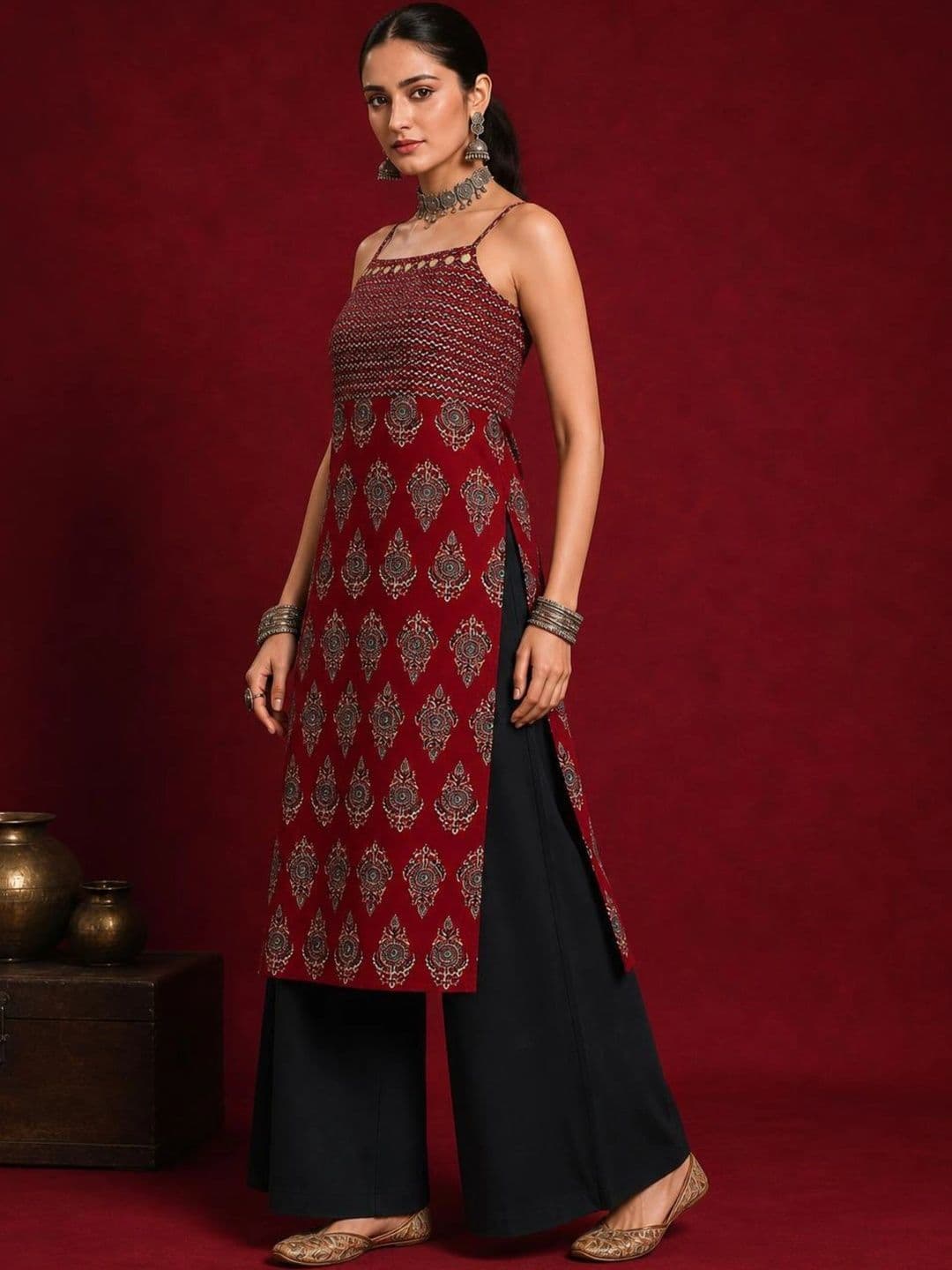 Ethnic Junction Women Printed Navratri Speical Backless kurta thumbnail 2