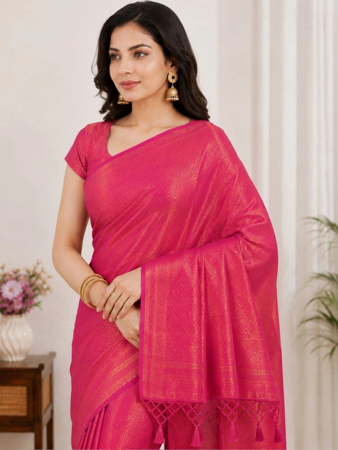 Naarii n Sari Woven Design Zari Silk Blend Designer Saree thumbnail 2