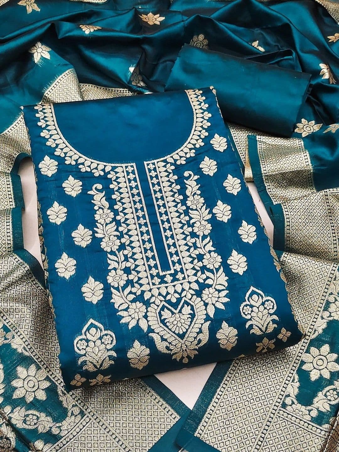 Milvia Art Silk Unstitched Dress Material - view 1