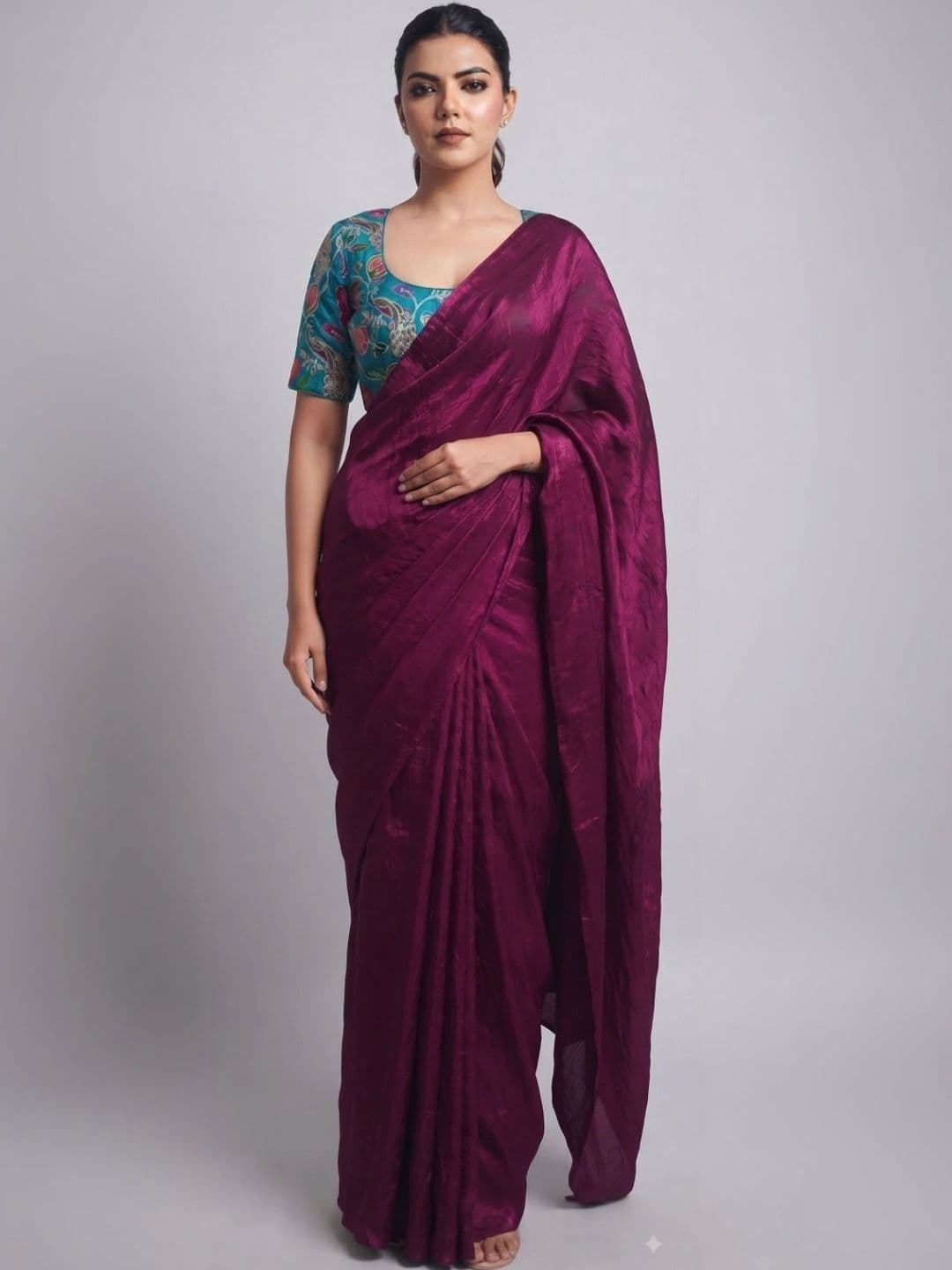 TRUSTED RAJVEER Floral Women  Embroidered Satin Saree thumbnail 3