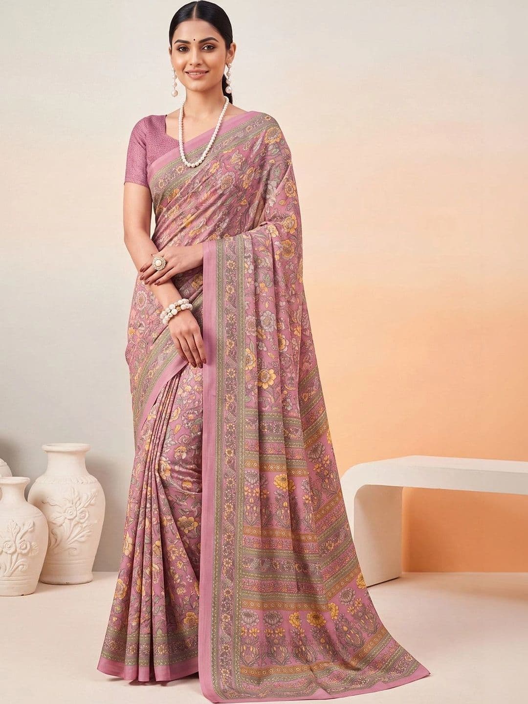 Anouk Floral Poly Crepe Designer Saree thumbnail 2