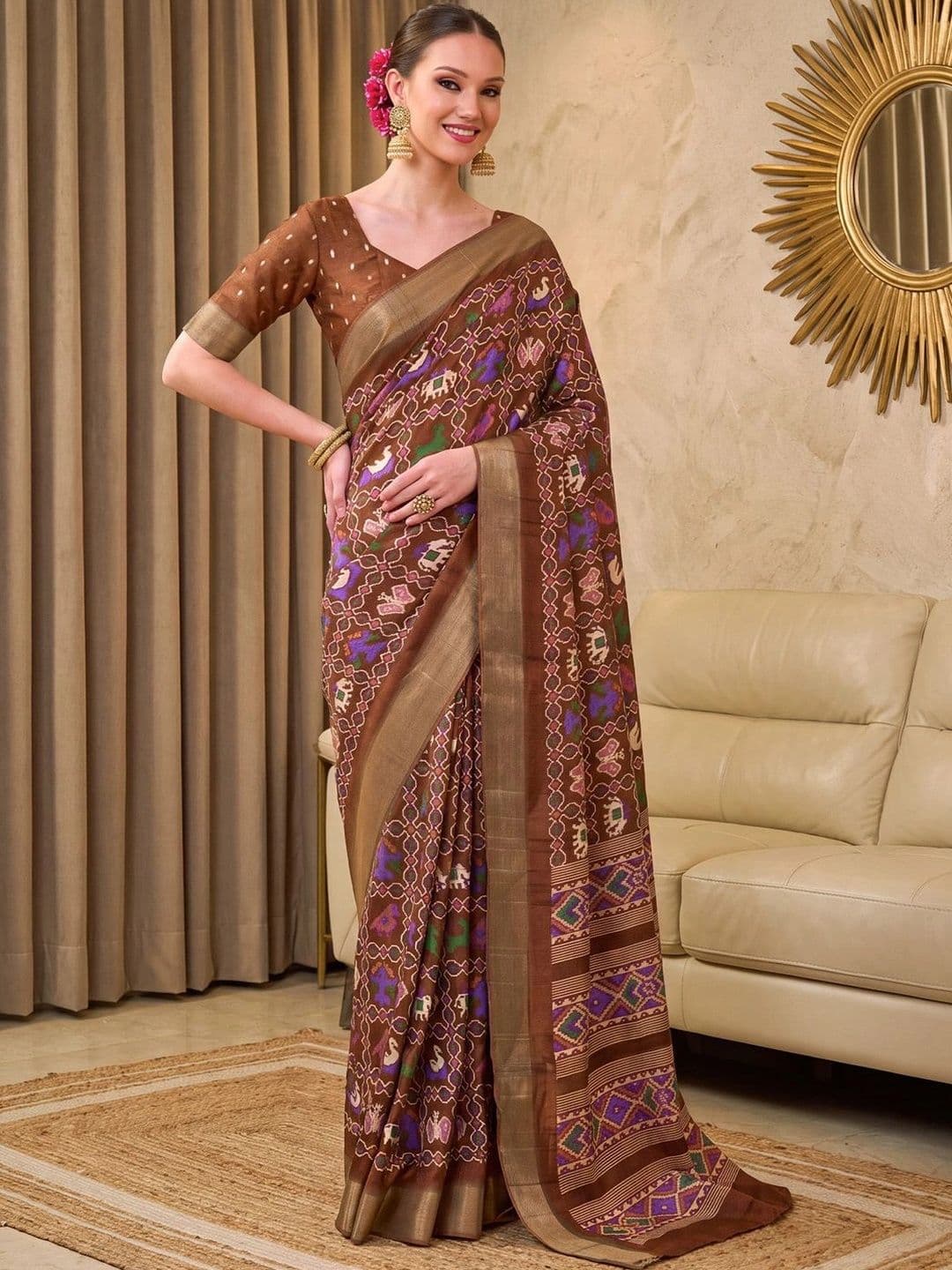 Anouk Ethnic Motifs Zari Silk Blend Designer Patola Saree - view 1