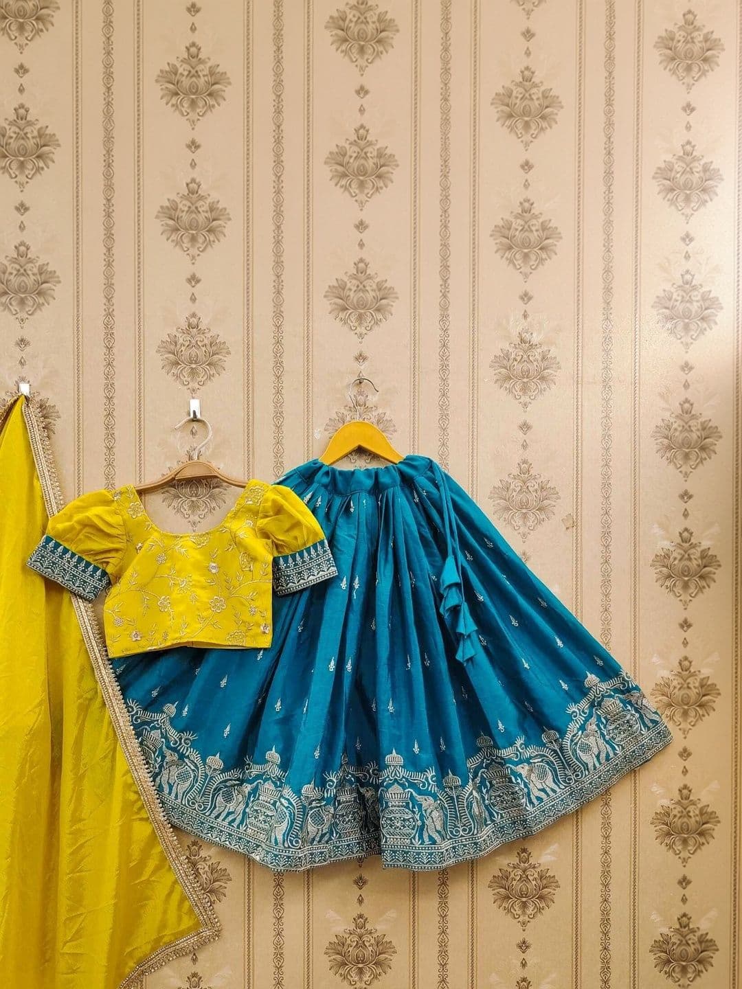 KALINI Girls Embroidered Thread Work Ready to Wear Lehenga & Blouse With Dupatta thumbnail 4