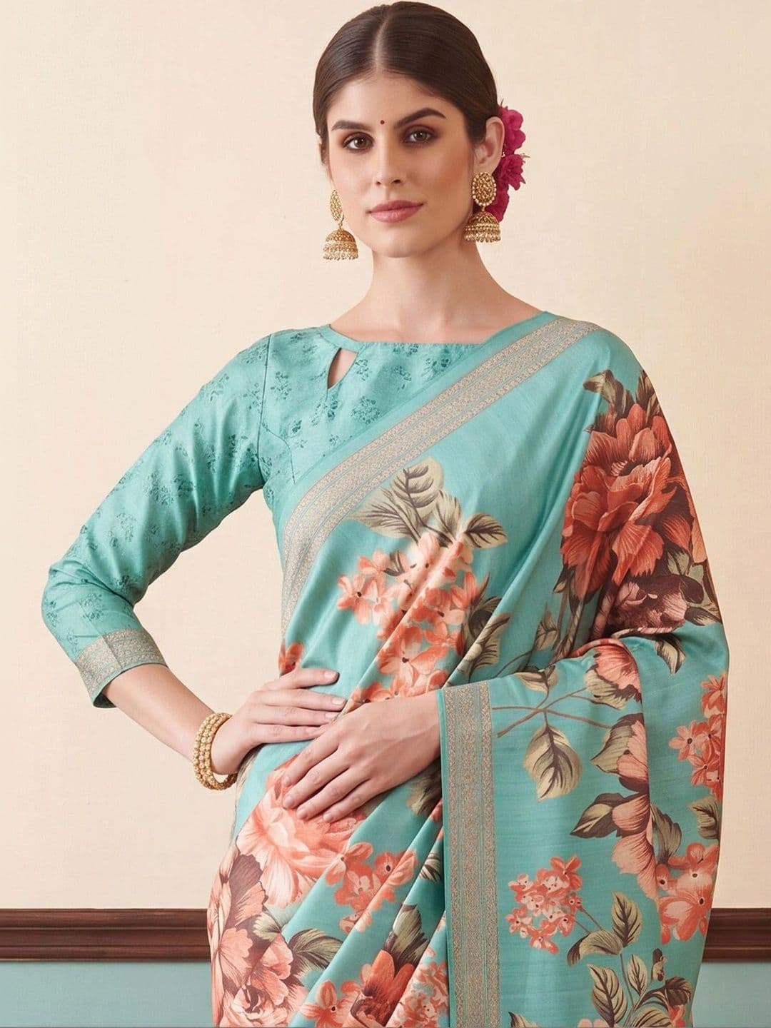 Anouk Floral Designer Saree thumbnail 5