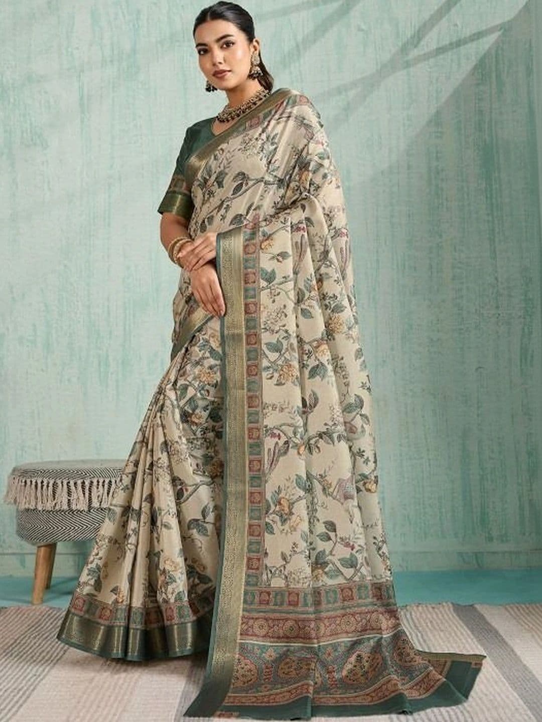 Moda Rapido Floral Silk Blend Designer Saree - view 1